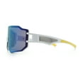 thumbnail image 6 of Oversized Mens Color Mirror Rimless Shield Plastic MTB Sport Sunglasses White Yellow - Yellow Mirror, 6 of 7