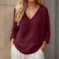 thumbnail image 2 of WERYOUNG Womens T Shirts Summer Casual Loose Fit Linen Long Sleeve Knit Tee Lightweight T-Shirts For Everyday Wear Versatile Top S, 2 of 6