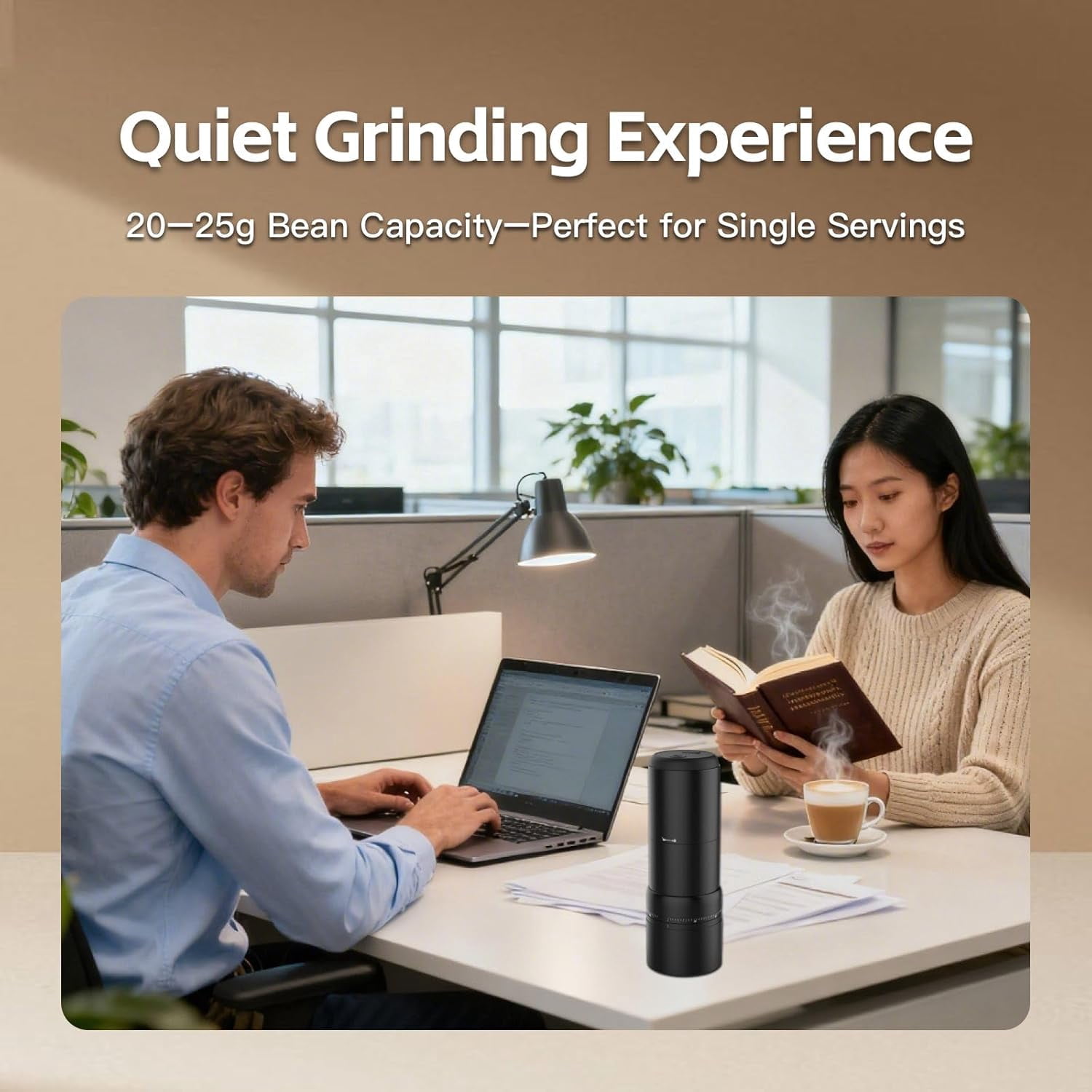 Portable Coffee Grinder, Rechargeable Cordless Conical Burr, Coffee Bean Grinder Electric with Stainless Steel Burrs, 80 Grind Settings, Espresso Grinder for Home Brewing & Travel Use