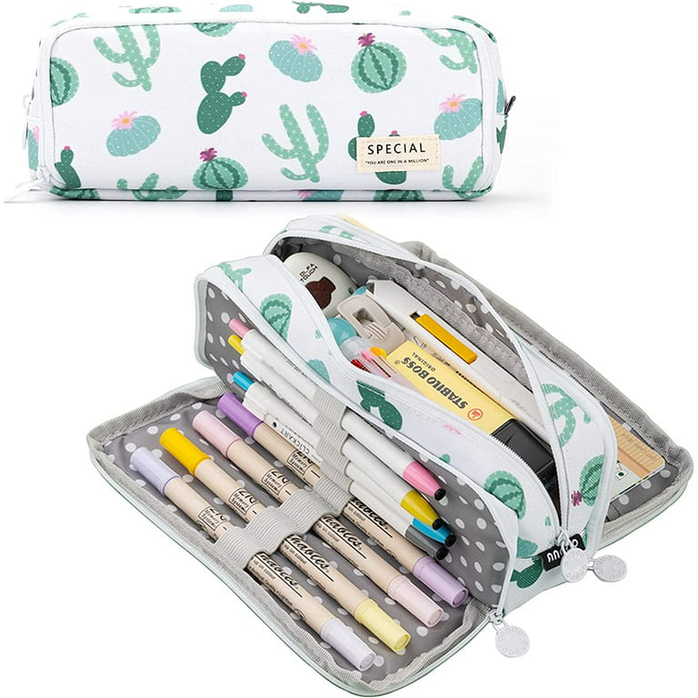 Black Cactus Graphic Pencil Cases Stationery Zipper School Pouches Bag