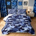 thumbnail image 2 of Manfei Farmhouse Camouflage Twin Quilt Set, Mid Century Camo Twin Coverlet Set, Steel Blue, 2-Piece, 1 Bedspread and 1 Pillowcase, 2 of 7