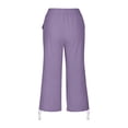 thumbnail image 6 of Nestiefly Cotton Linen Capri Pants for Women Petite Summer Pedal Capris 2026 Elastic High Waist Wide Leg Crop Trouser with Pockets Light Purple L, 6 of 7