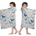 thumbnail image 4 of White Butterfly Flower Pattern Hooded Bath Towel，50"x30" for Ages 3 To 12 Kids, Quick Dry Lightweight Soft Microfiber Hood Beach Towel Cover Up for Kids, 4 of 7