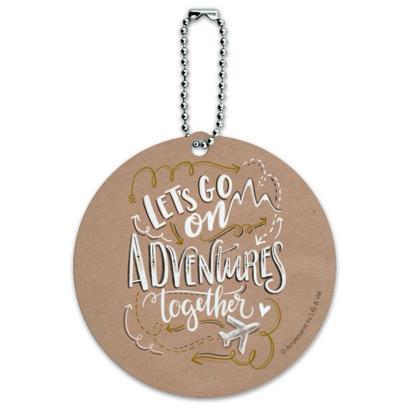 Let's Go on Adventures Together Round Luggage ID Tag Card Suitcase Carry-On