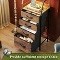 thumbnail image 6 of 4 Drawer Dresser for Bedroom, 37" H Nightstand with Charging Station and Led Light, Tall Night Stand Bed Side Table, End Table with USB Ports and Outlets, Fabric Bins, Wood Shelf, Rustic Brown, 6 of 14