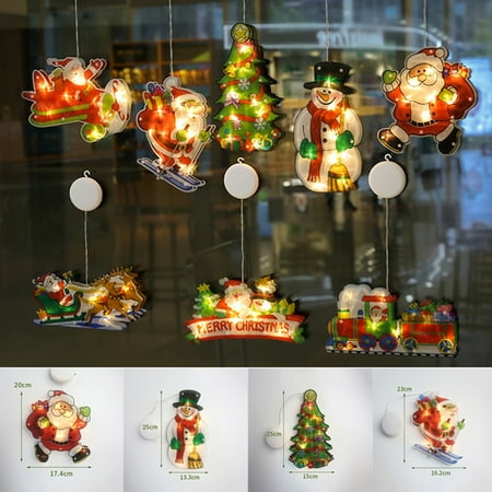 

VALINK Christmas Shop Window Lamp Christmas Lighted Window Decoration Tree Santa Snowman