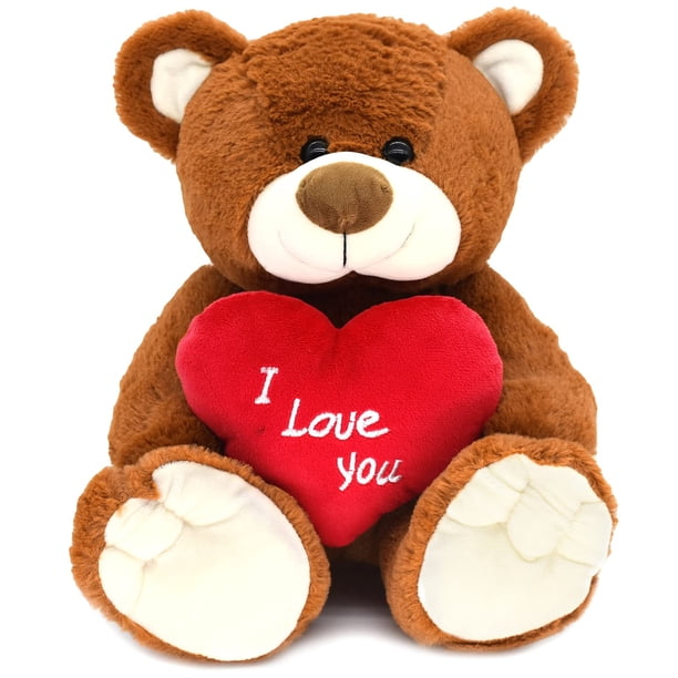 Teddy Bear HWD ¡Te amo! Peluche de 25 cm con corazón rojo