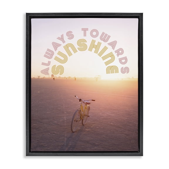 Stupell Industries Mid-Century Always Towards Sunshine Phrase Black Floating Frame Canvas Art, 17 x 21, by Two If By Sea Studios