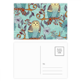 thumbnail image 1 of Blue Flower Owl Protect Animal Pet Lover Postcard Set Birthday Mailing Thanks Greeting Card, 1 of 3