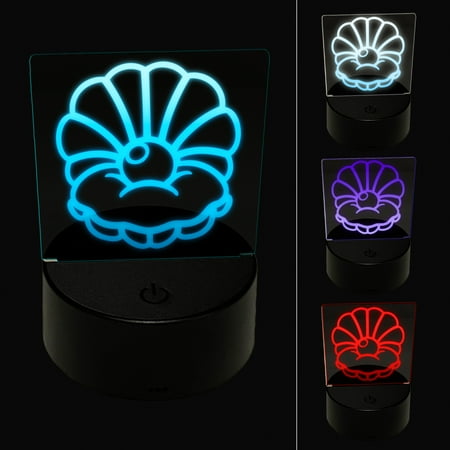 

Pearl in Shell LED Night Light Sign 3D Illusion Desk Nightstand Lamp
