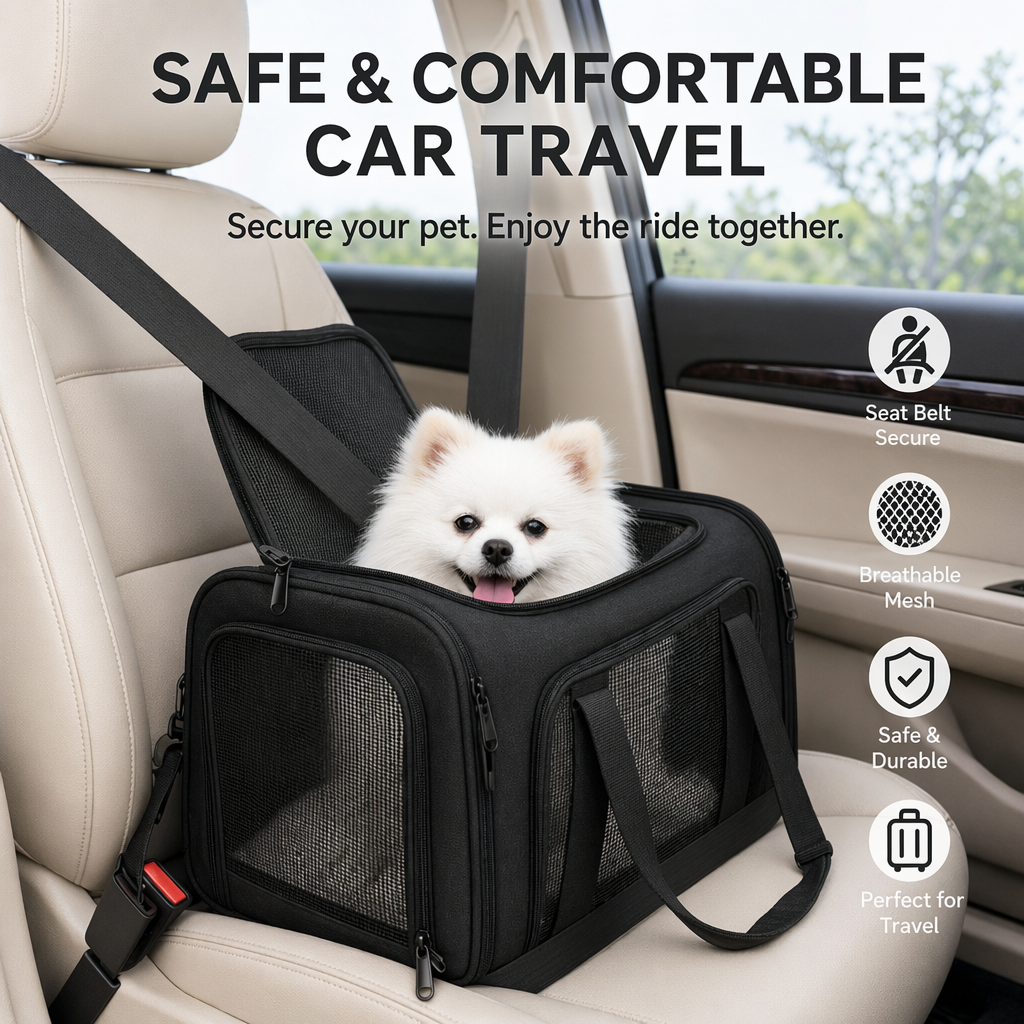 OneCare Large Soft-Sided Pet Carrier, Black photo 4