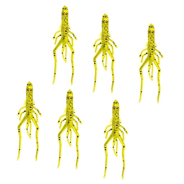 Señuelo de pesca de biónico de plástico suave Artificial de 6 uds., Swimbait de 8cm/23g Amarillo Sharpla Simulación de gusano blando cebo