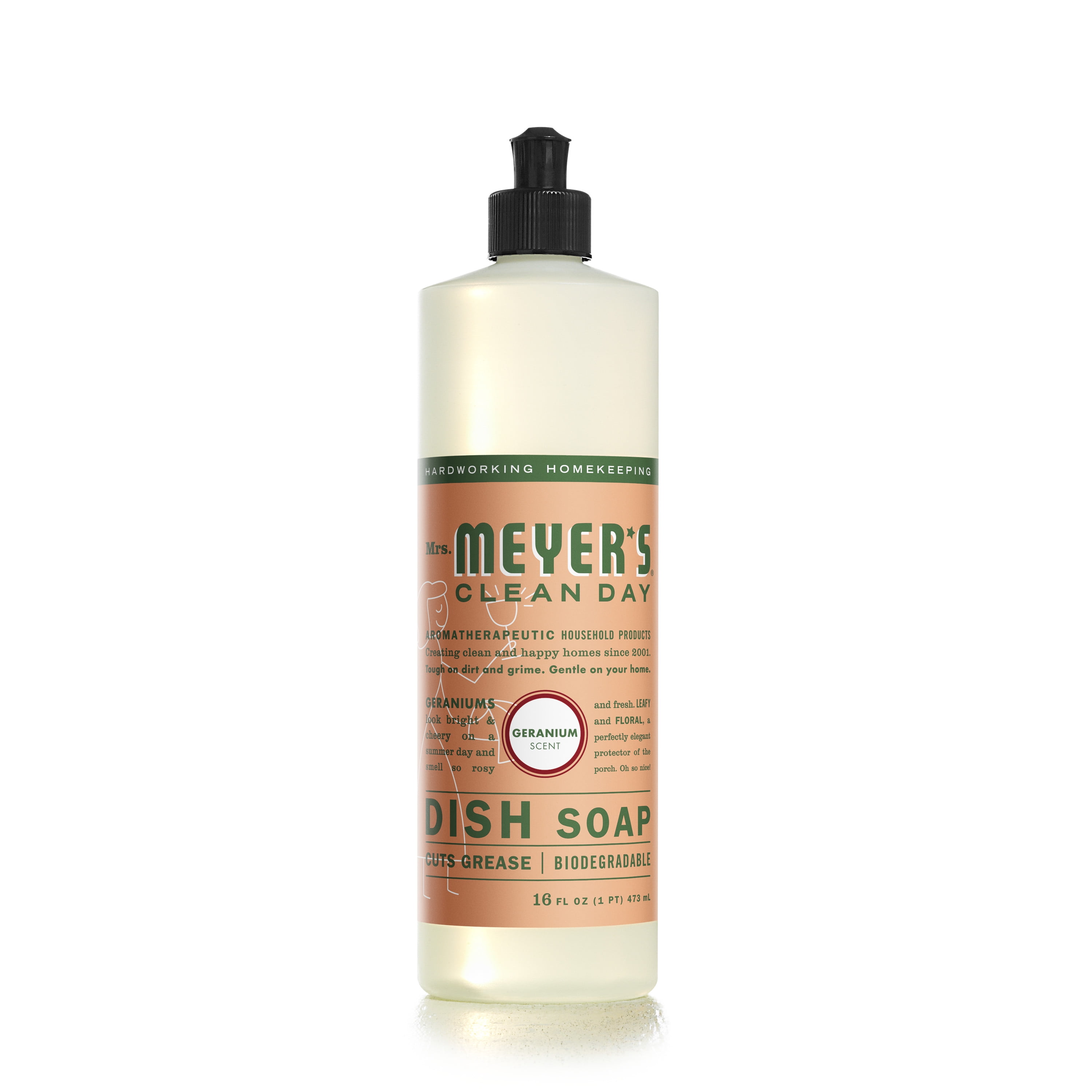 Mrs. Meyer's Clean Day Liquid Dish Soap, Geranium Scent, 16 Fluid Ounce, 3 Count
