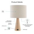 thumbnail image 2 of Posh Living Brynlie Table Lamp 5ft Power Cord USB Charger Beige, 2 of 9