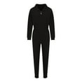 thumbnail image 5 of Fleece Tracksuits 2 Piece Fall Winter Lounge Outfits 1/4 Zip Crop Sweatshirt Cinched Sweatpant Set Womens Sweatsuit (S, Black), 5 of 7