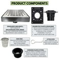 thumbnail image 4 of SereneDrains 304 Stainless Steel 6 Inch Brushed Nickel Square Shower Drain Kit with Base Square Design for Tile Floor Drain Grate Cover Hair Catcher Trap Strainer, 4 of 10