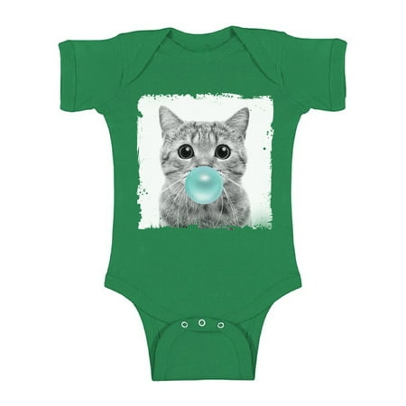 Awkward Styles Cat Blow Blue Bubble Bodysuit Cat Blowing Gum Baby Bodysuit Short Sleeve Cute Cat Clothing Blue Mood Baby Boy Clothing Baby Girl Clothing Cat One Piece Gifts for Baby Cute