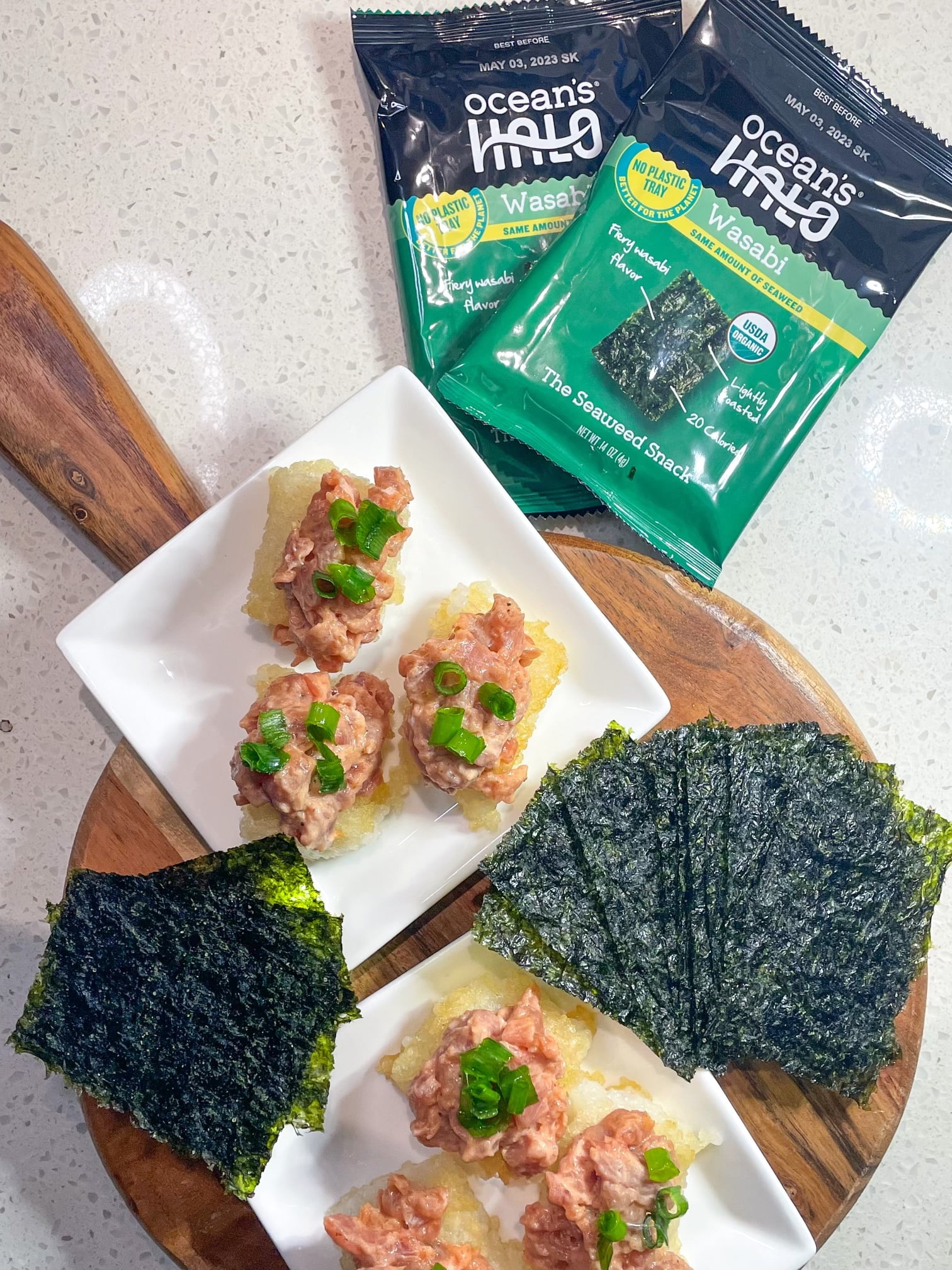 Ocean's Halo Organic Wasabi Seaweed Snack, 25 Pack Crispy Nori Case