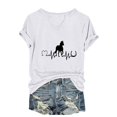 thumbnail image 2 of ALLLIST Womens Tops V Neck White Summer T-Shirts Fashion Animal Print Short Sleeve Shirts Womens Clothing, 2 of 6