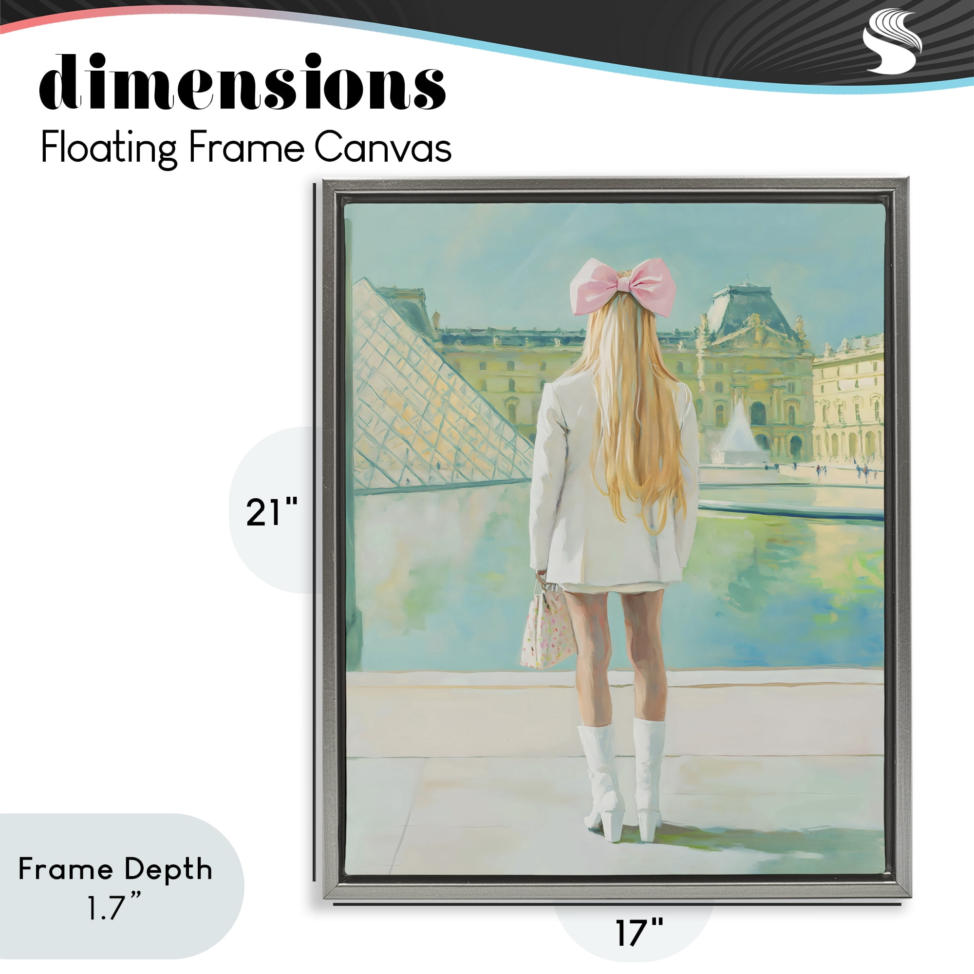 Stupell Industries Girl In Paris Observing Gray Framed Floater Canvas Wall Art, design by The Prints Vibe