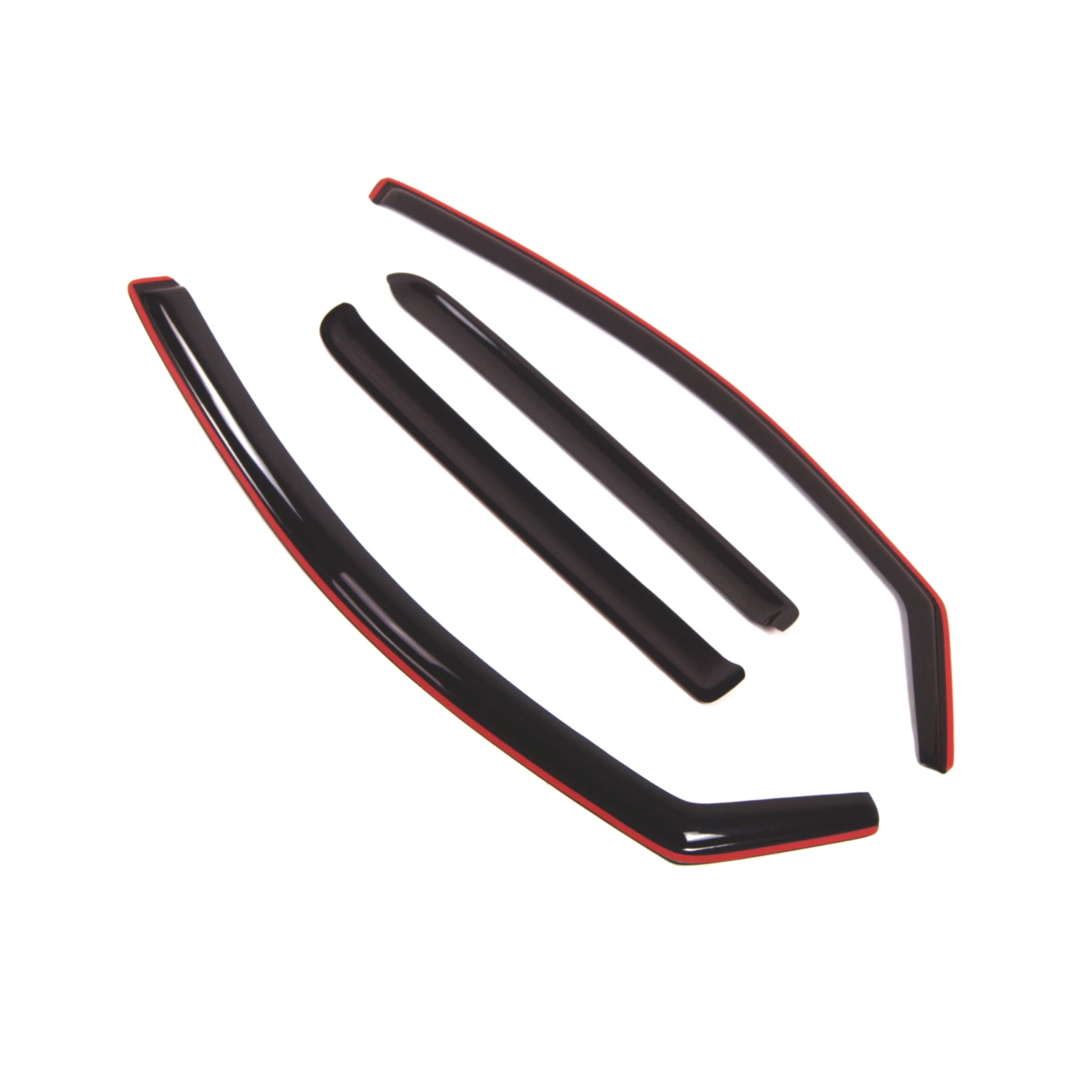 Tuningpros WD2-358i In-Channel Window Visor Deflector Rain Guard Dark Smoke 4 Pcs Set For 2004-2015 Nissan Titan Crew Cab