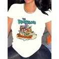 thumbnail image 2 of Les Pierrafeu Imprimé Dessin Animé, T-Shirt d'Été Décontracté pour Adulte, Coton, Col Rond, Tissu Tricoté Extensible, Tee Sportif pour Activités Extérieures, 2 of 8