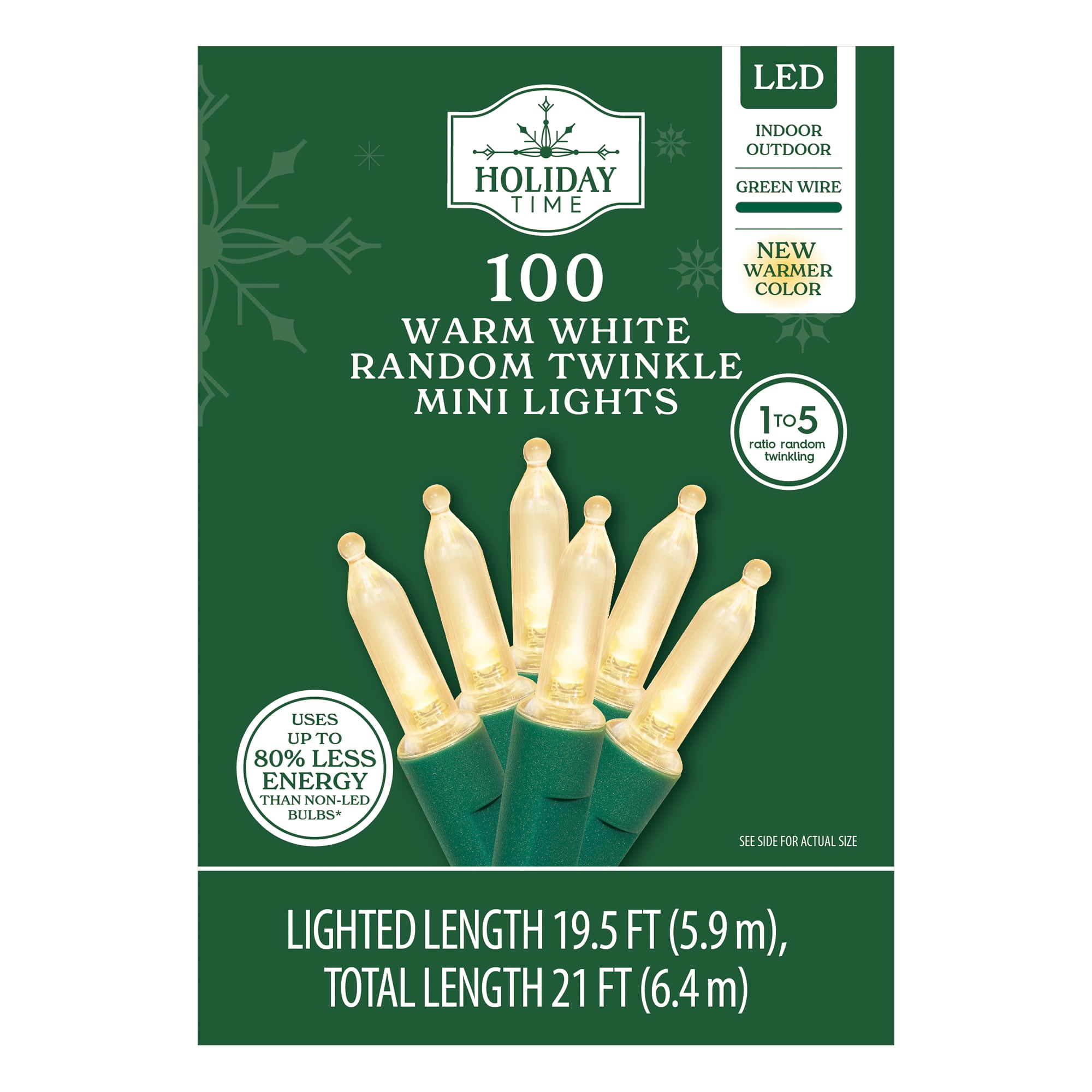 Holiday Time - Brandclub - Indoor/Outdoor 100-Count LED Random Twinkle Mini  Christmas String Lights, Warm White, 19.5', by Holiday Time, image size:2000x2000