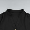 thumbnail image 6 of HomeDM Women's Button Down V Neck Short Sleeve Shirts Solid Color Work Office Casual Tops - Black/XL, 6 of 8