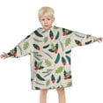 thumbnail image 3 of Green and Red Christmas Holly Pattern Blanket Hoodies for Kids 6-13YR Oversize Wearable Blanket Hoodies for Boys Girls Teens, 3 of 7