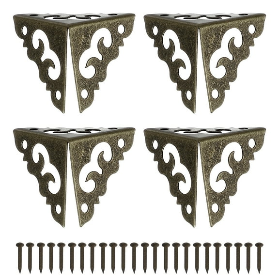 4Pcs Vintage Brass Corner Protector 0.8 Inch Triangle Safety Guards Metal Corner Protector (Oxidized Teal)