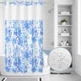 thumbnail image 2 of No Hook Shower Curtain, Blue Flowers Shower Curtains for Bathroom with See Through Top Window, Watercolor Summer Botanical Floral Waterproof & Washable Bath Curtain Stand Up Stall 36"x72", 2 of 9