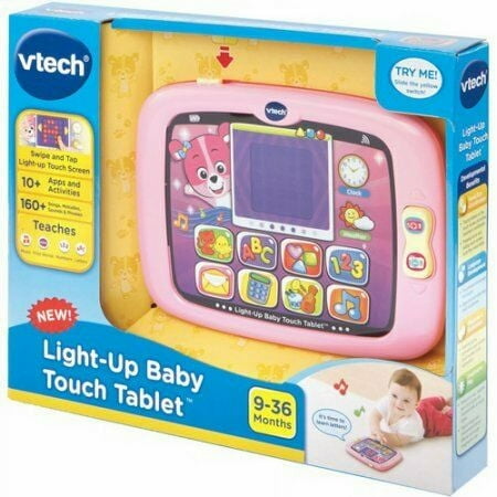 item VTech Light-Up Baby Touch Tablet,Electronic learning toy bright light-up screen Pink