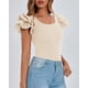thumbnail image 4 of Remera PRETTYGARDEN 2025 con Mangas Volantes y Cuello Redondo Beige Talle S, 4 of 8
