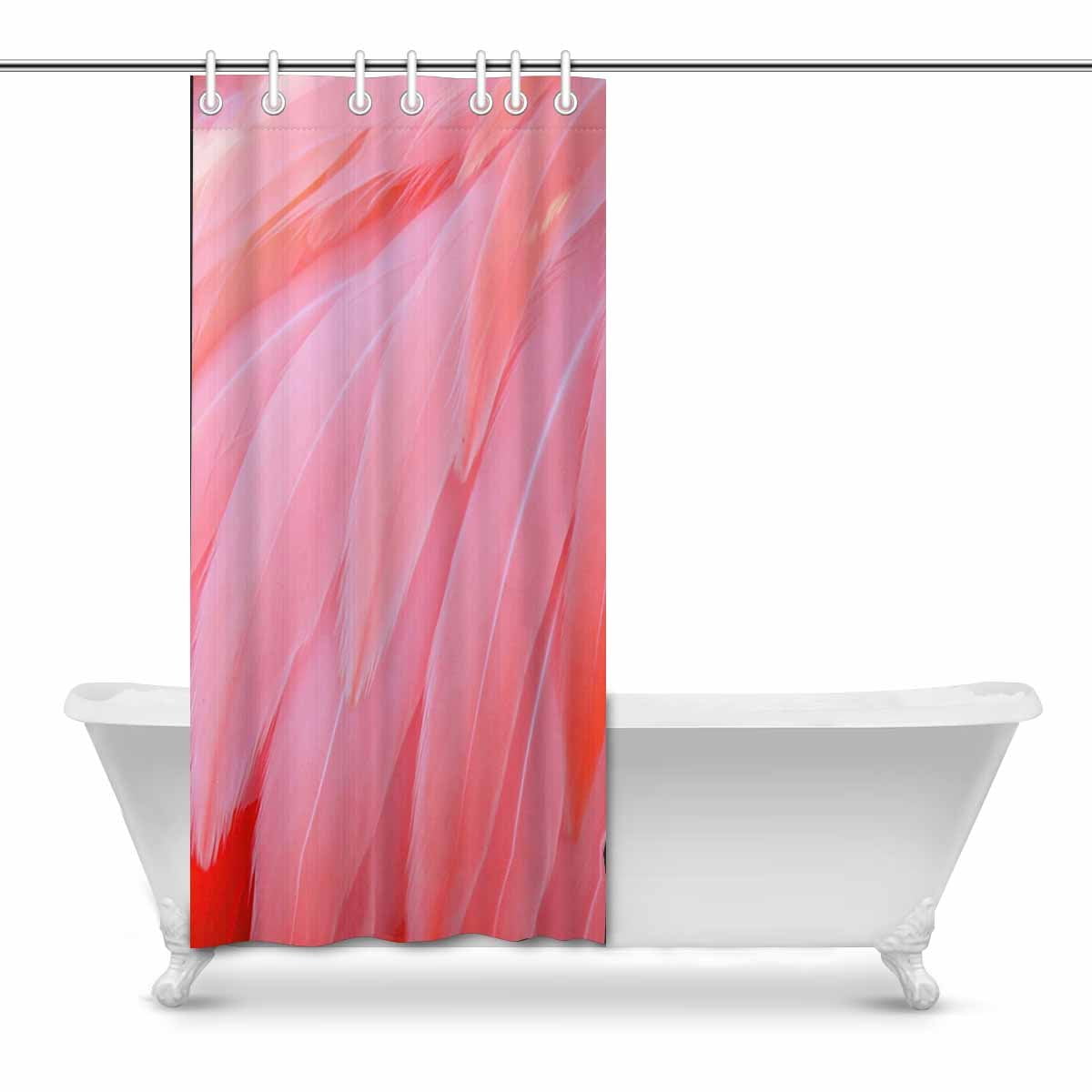Pop Bright Red Flamingo Birds Bathroom Shower Curtain Set 36x72