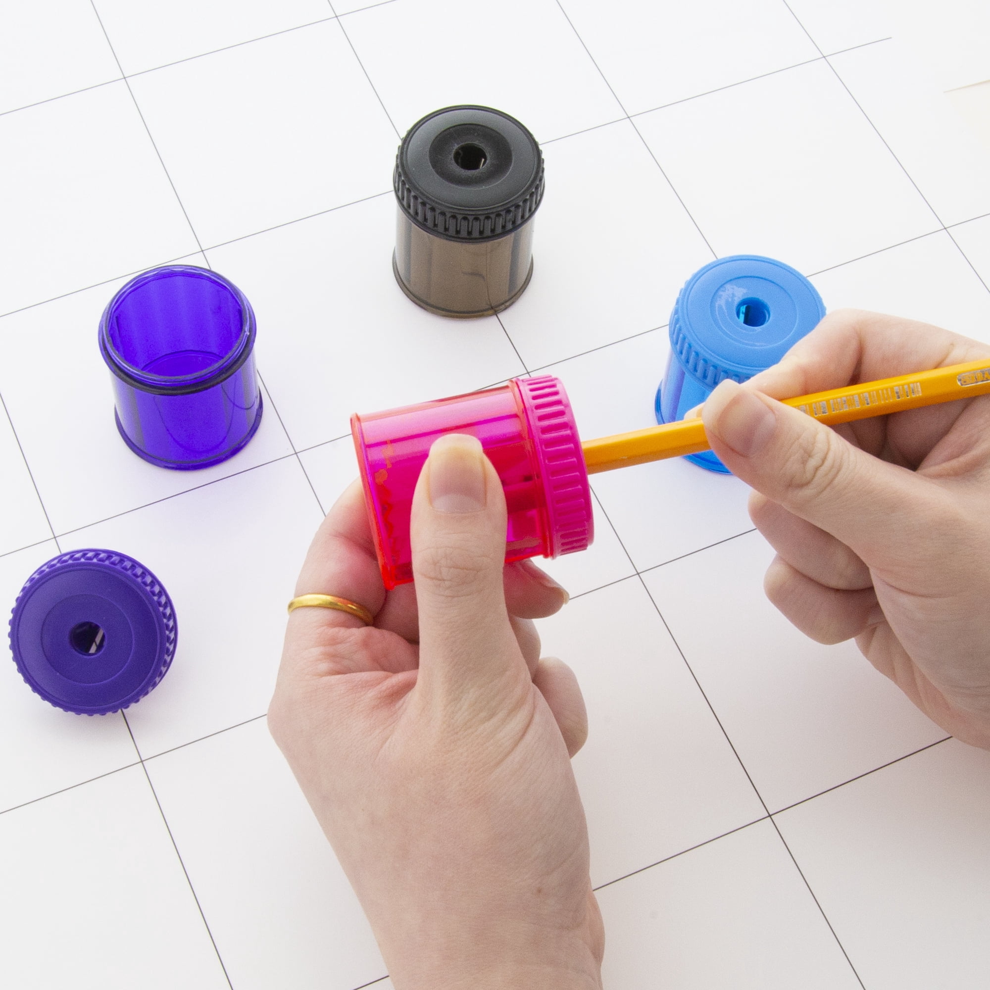 BAZIC Pencil Sharpener 2 Dual Blades + 2 Round Receptacle, (4-Pack), 6-Pack