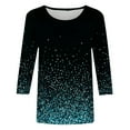 thumbnail image 5 of TAGOLD Womens Summer Tops,Women's Loose Mid-Length 3/4 Sleeve Bright Glitter Printed Round Neck Top T-Shirt, 5 of 5