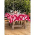thumbnail image 2 of Outdoor Tablecloth with Umbrella Hole and Zipper, Valentine's Day Rectangle Table Cloth 60x84 Inch Waterproof Tablecloth, Red Rainbow Love Heart Polka Dots Spring Picnic Table Cover for Patio Camping, 2 of 7