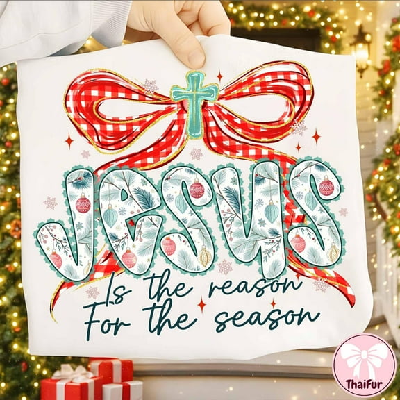 Coquette Christmas Jesus Shirt, Preppy F.loral Bow Sweatshirt, Red Plaid Checkered Shirt