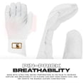thumbnail image 4 of Franklin Sports MLB Batting Gloves - Infinite Powerstrap Baseball + Softball Batting Gloves - Durable Full Wrap Cage Practice Gear - Long Cuff Wrist + Heavy Duty Leather - Adult Medium - White + Gold, 4 of 7