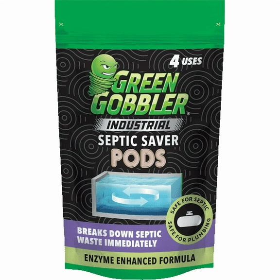 Green Gobbler Industrial Strength Septic Tank Treatment Pods - 4 Treatments, 4 Piece Count