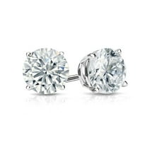 14K White Gold 0.25 Ct Created White Diamond Four Prong Stud Earrings for Women Plated by Paris Jewelry