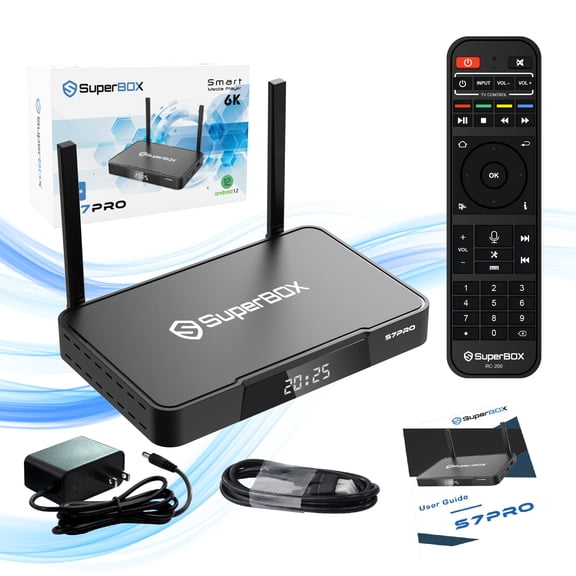 S7 Pro Latest Super Box 2025 Fully Loaded with 4G 32GB Storage, Superbox S7pro Smart TV Box with Voice Remote, Time Shift & Parental Controls