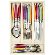Jean Dubost JD07-13152.RED 24 Piece Everyday Flatware Set with Handles in a Tray, Red