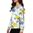 thumbnail image 4 of Long Sleeve Scrub Tops Women Snap Front Lightweight Medical Uniform Fashion Hawaiian Tropic Scrub Jackets Easy Care Soft Nurse Shirt White M, 4 of 6