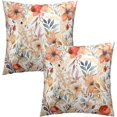 thumbnail image 2 of Fall Flowers Throw Pillow Covers Set of 2 Autumn Orange Wildflower Couch Cushion Covers Square Decorative Pillow Cases Home Decorations for Bedroom Living Room, 18 x 18 Inch, 2 of 6