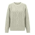 thumbnail image 3 of DuoJiaJ Sweaters for Women Pullover Cable Knit Crewneck Long Sleeve Oversized Winter Clothes Loose Trendy Tops Beige XS, 3 of 3