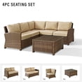 thumbnail image 2 of Crosley Bradenton 4Pc Outdoor Wicker Sectional Set Sangria/Weathered Brown - Right Corner Loveseat, Left Corner Loveseat, Corner Chair, & Sectional Glass Top Coffee Table-Color:Weathered Brown/Sand, 2 of 18