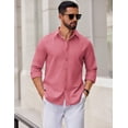 thumbnail image 4 of COOFANDY Mens Cotton Oxford Shirt Long Sleeve Button Collar Shirt Solid Regular Fit Dress Shirts, 4 of 7