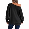 thumbnail image 3 of Womens Sweaters for Fall Off Shoulder Long Sleeve Loose Fit Casual Pullover Tops Lace Hem Knit Lightweight Cute Y2k Teacher Sweater Black XL, 3 of 4