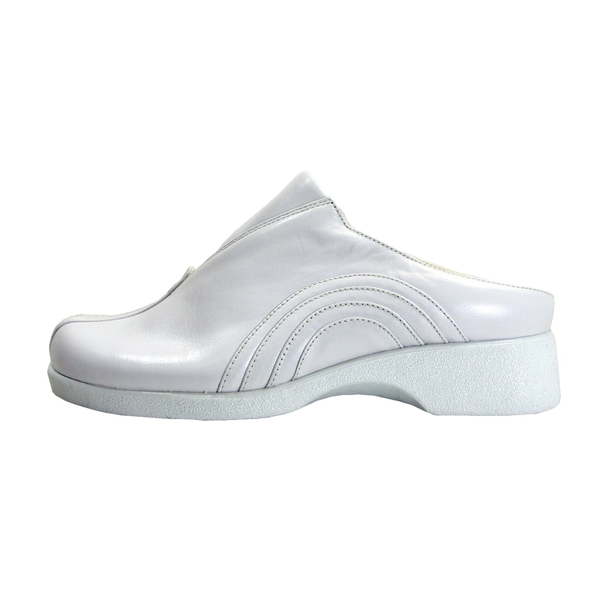 24 HOUR COMFORT Yasmin Women's Wide Width Leather Clogs WHITE 7